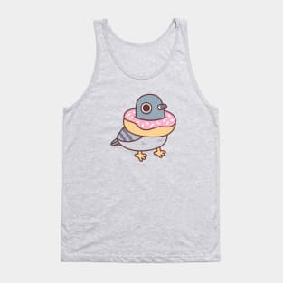 Cute Pigeon With Donut Necklace Funny Tank Top